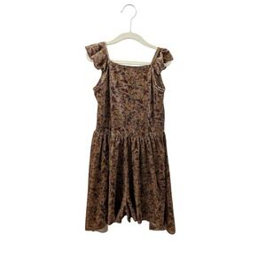 Joyfolie Floral Ribbed Romper Girls Size 8 Flutter Sleeves‎ Criss-Cross Back